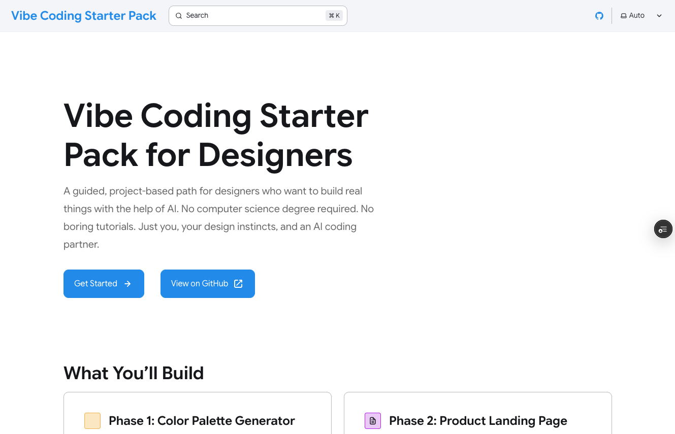Vibe Coding Starter Pack for Designers header